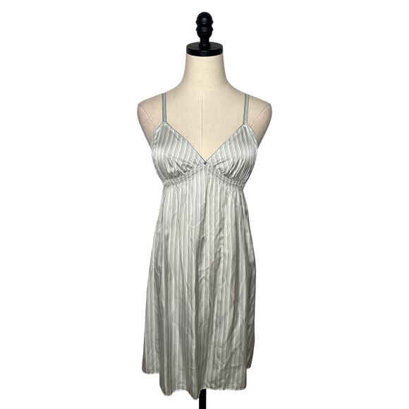 NEW! Victorias Secret M 100% SILK Slip Dress Babydoll Chemise Nightgown Sage - Picture 2 of 8